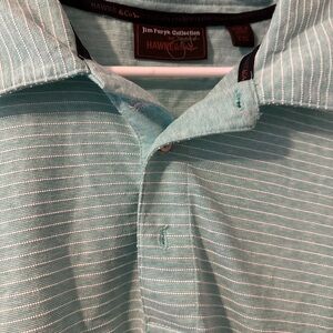 Hawke &Co Mint Green XXL Polo White Stripe Golf Shirt Jim Furyk Collection